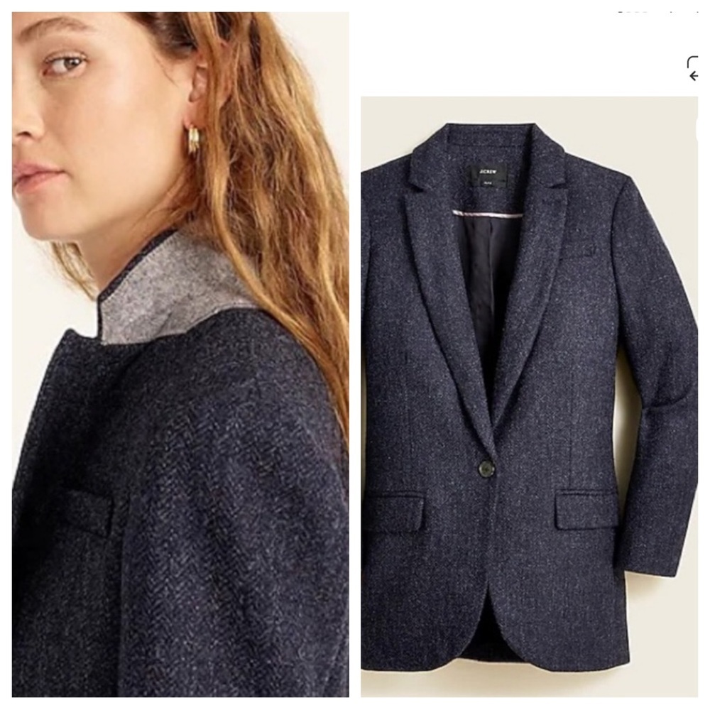 NWT! J. Crew Alfie blazer in navy English wool herringbone - Picture 2 of 11